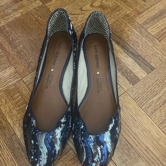 Matt Bernson sequin flats, blue & silver - Picture 3 of 5